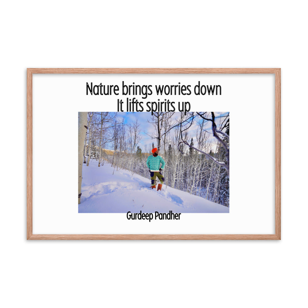 Framed poster: Nature Brings Worries Down