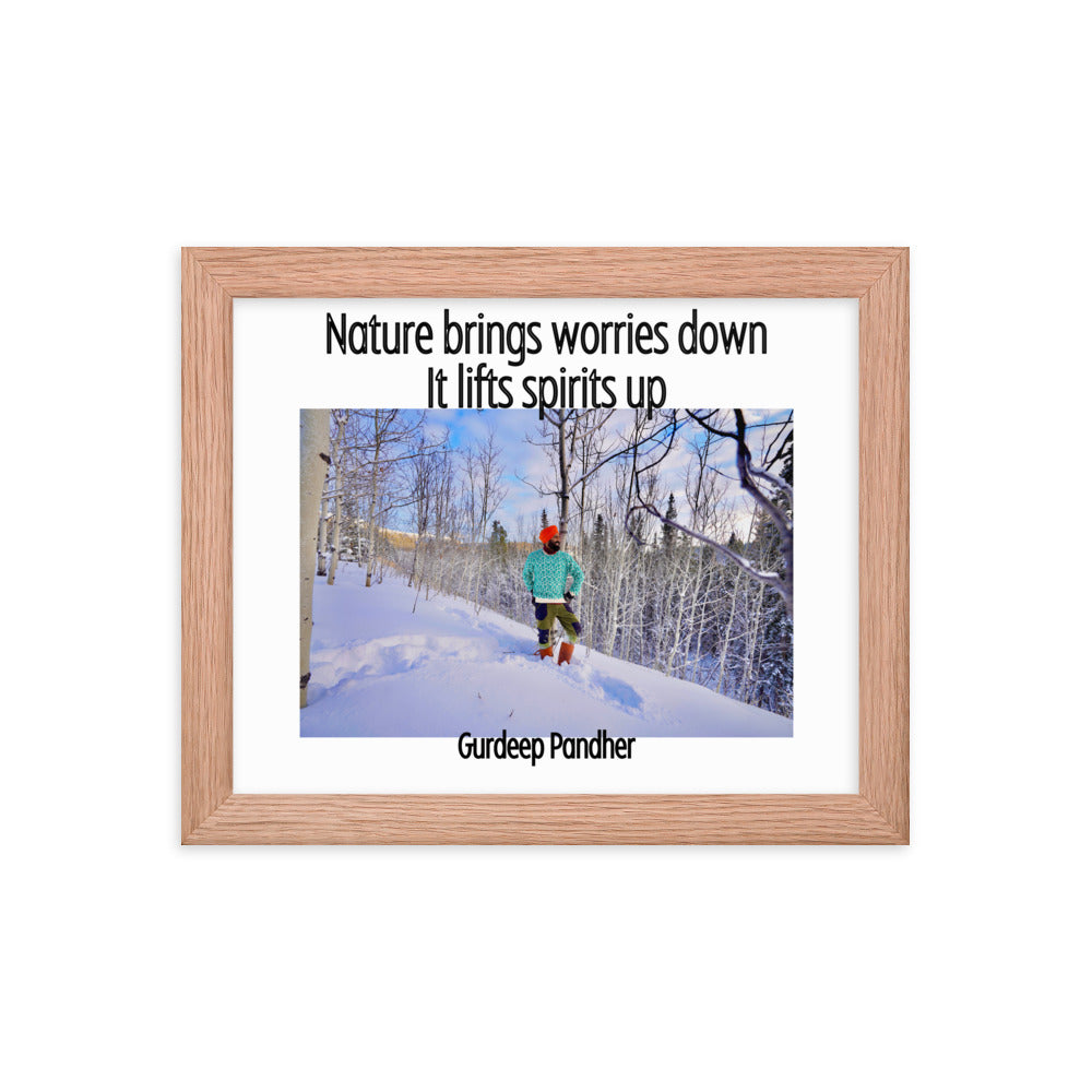 Framed poster: Nature Brings Worries Down